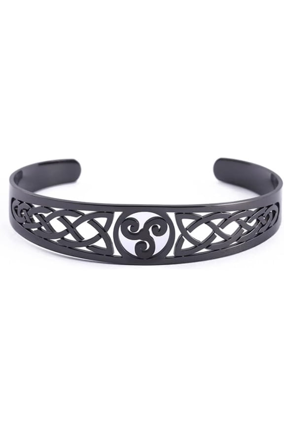 Stainless Steel Celtic Bracelet - Viking Bangle with Triskelion