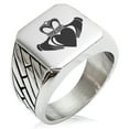 thumbnail image 1 of Stainless Steel Celtic Claddagh Unity Geometric Pattern Biker Style Polished Ring, 1 of 1