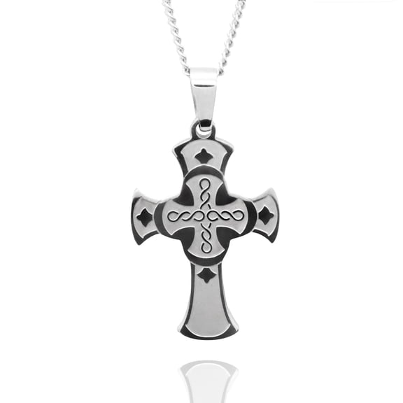 Stainless Steel Celtic Cross Pendant Necklace for Men and Women - Irish Religious Jewelry Gift