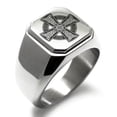thumbnail image 1 of Tioneer Stainless Steel Celtic Cross Rune Knot Engraved Square Flat Top Biker Style Polished Signet Ring, 1 of 1