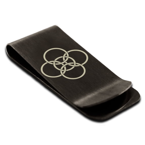 Tioneer Stainless Steel Celtic Five Fold Fifth Elements Engraved Money Clip Holder