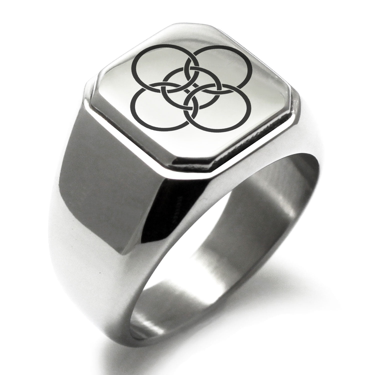 Tioneer Stainless Steel Celtic Five Fold Fifth Elements Engraved Square ...