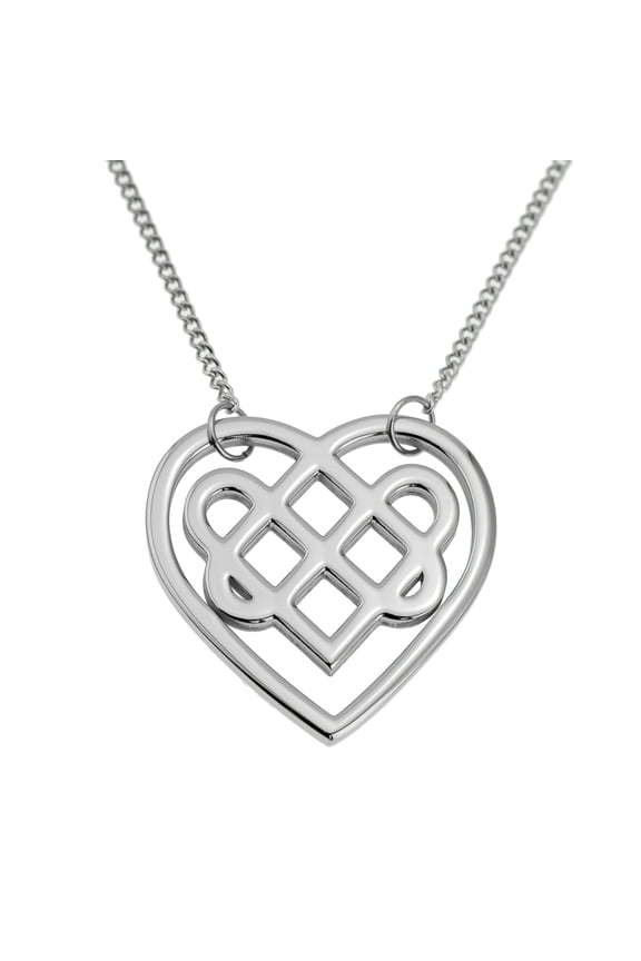 Stainless Steel Celtic Infinity Knot Heart Pendant Necklace - Irish Love Jewelry Gift