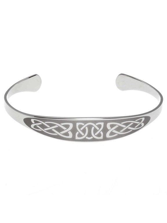 Stainless Steel Celtic Knot Eternity Cuff Bracelet - Irish Love Symbol Jewelry
