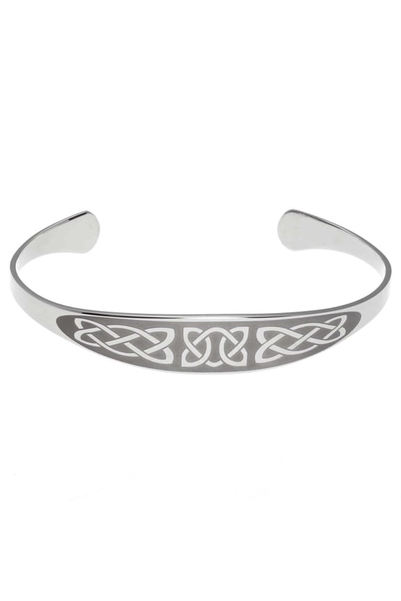 Stainless Steel Celtic Knot Eternity Cuff Bracelet - Irish Love Symbol Jewelry