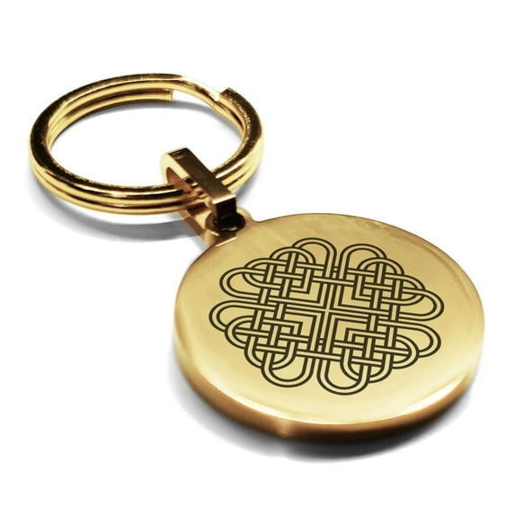 Stainless Steel Celtic Love Knot Round Medallion Keychain Circle Ring