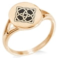 thumbnail image 1 of Stainless Steel Celtic Quaternary Cross Knot Minimalist Oval Top Polished Statement Signet Ring, 1 of 1