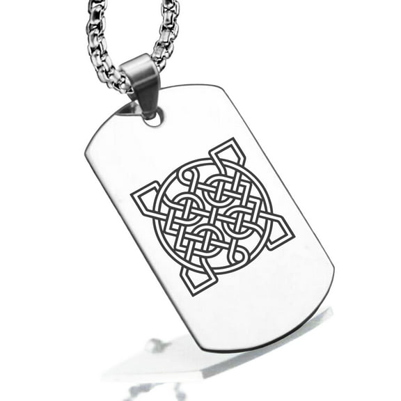 Stainless Steel Celtic Sailor's Knot Dog Tag Pendant Necklace