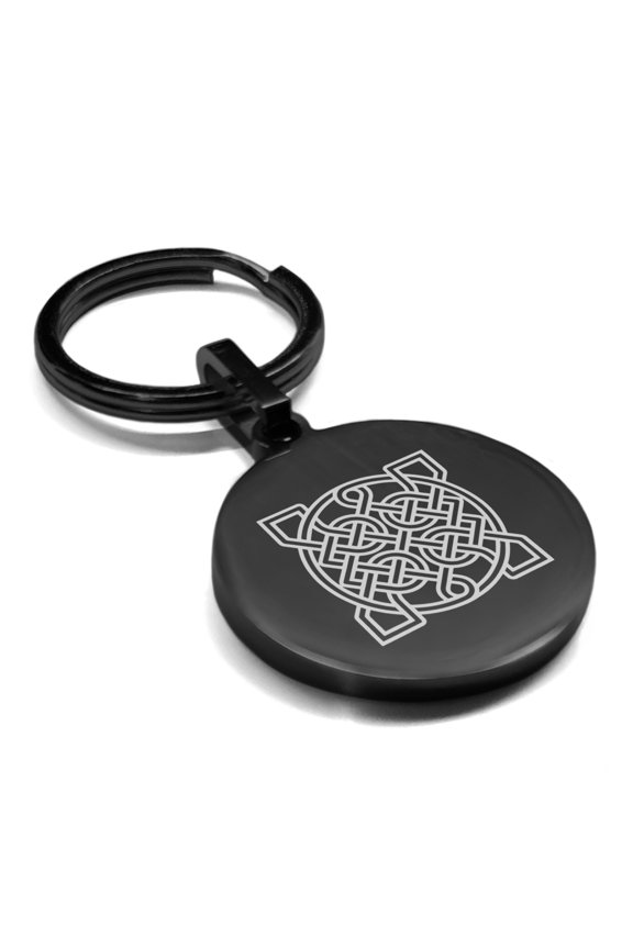 Stainless Steel Celtic Sailor's Knot Round Medallion Keychain Circle Ring