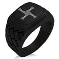 thumbnail image 1 of Tioneer Stainless Steel Celtic Saint Brigid Cross Geometric Pattern Step-Down Biker Style Polished Ring, 1 of 1