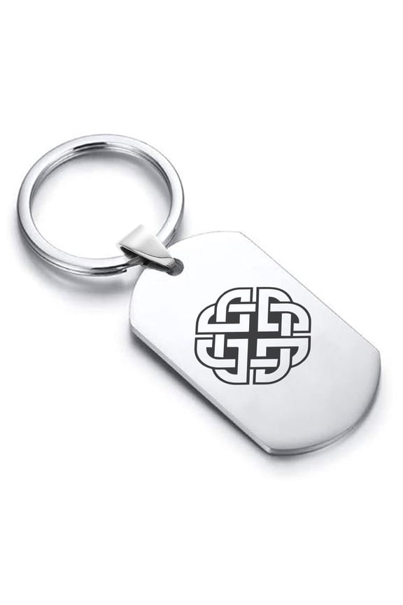 Stainless Steel Celtic Shield Knot Dog Tag Keychain Circle Ring