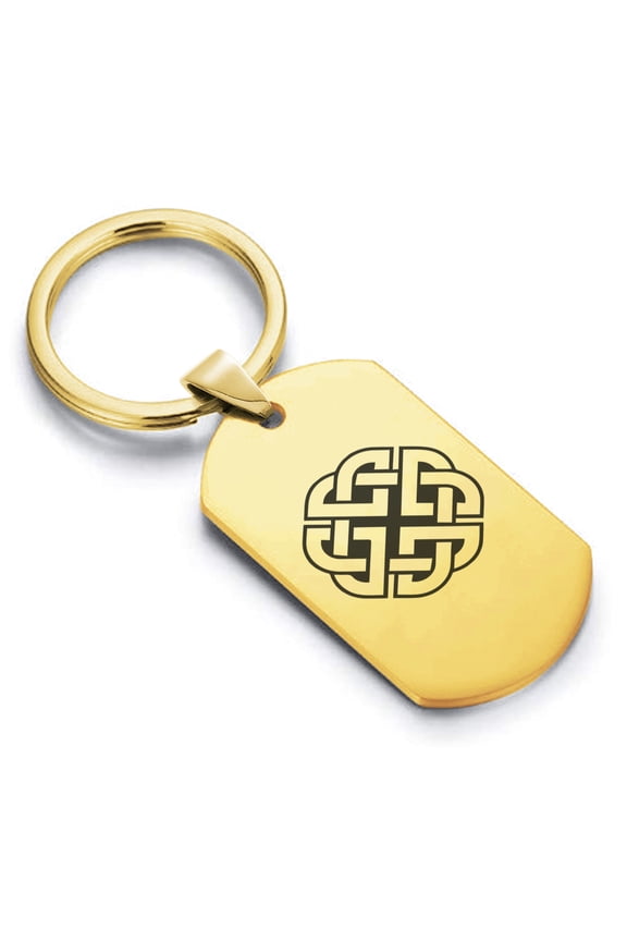 Stainless Steel Celtic Shield Knot Dog Tag Keychain Circle Ring
