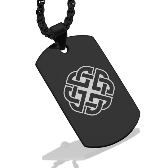 Stainless Steel Celtic Shield Knot Dog Tag Pendant Necklace