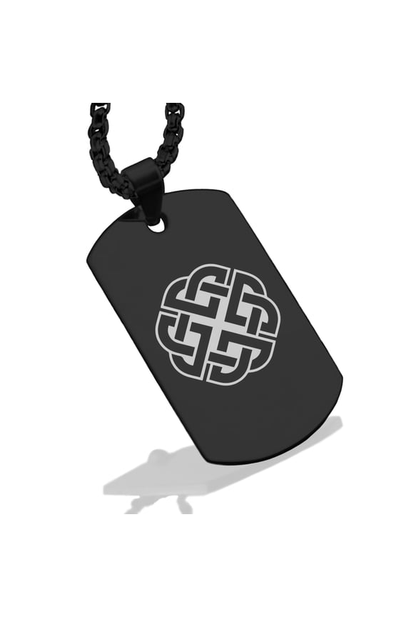 Stainless Steel Celtic Shield Knot Dog Tag Pendant Necklace