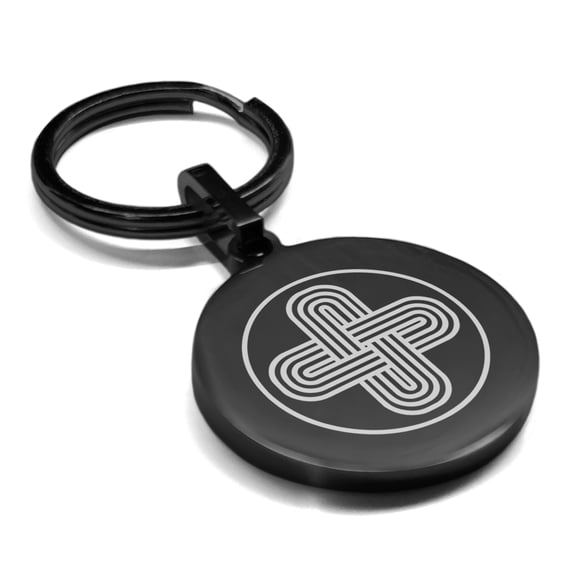 Stainless Steel Celtic Solomon's Knot Round Medallion Keychain Circle Ring