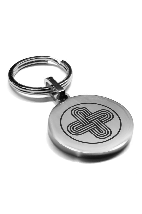 Stainless Steel Celtic Solomon's Knot Round Medallion Keychain Circle Ring