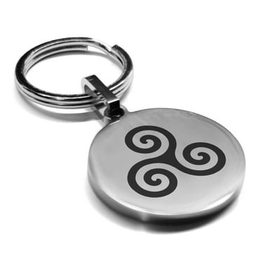 Stainless Steel Celtic Spiral Knot Round Medallion Keychain Circle Ring