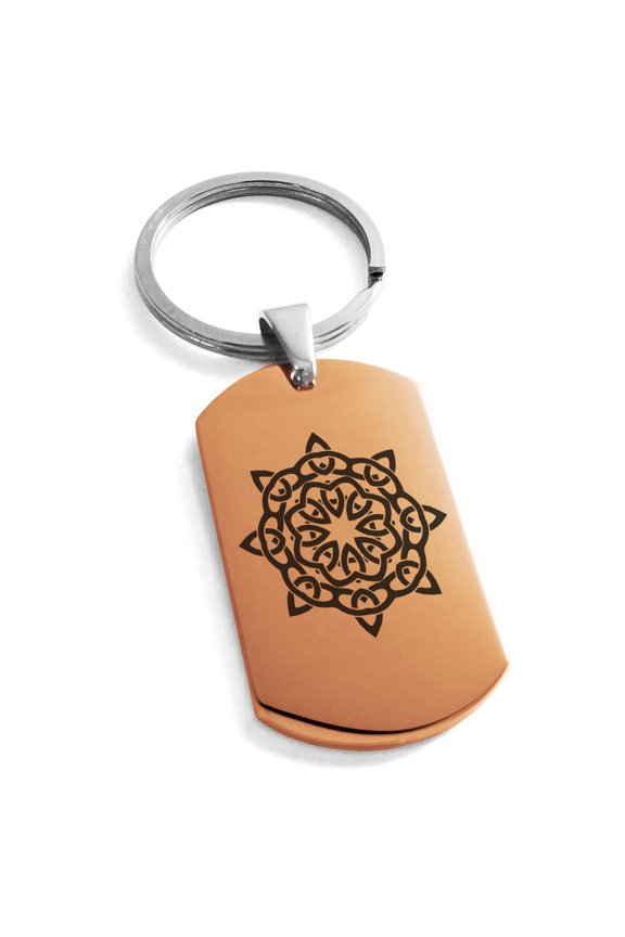 Stainless Steel Celtic Star Knot Engraved Dog Tag Keychain Keyring