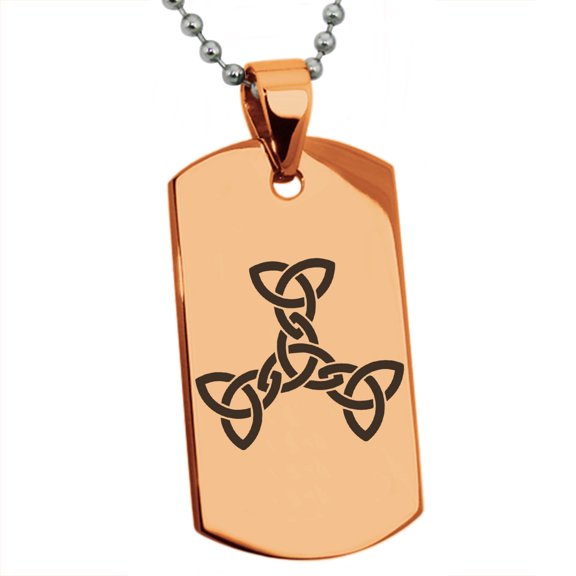 Stainless Steel Celtic Triquetra Interlaced Knot Engraved Dog Tag Pendant Necklace