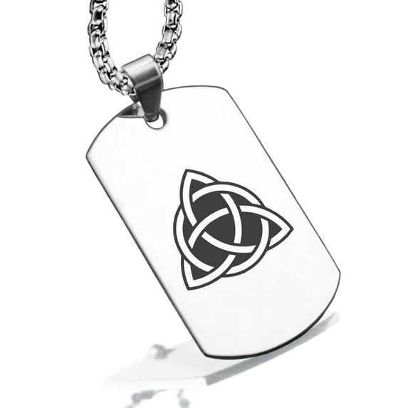 Stainless Steel Celtic Triquetra Trinity Knot Dog Tag Pendant Necklace