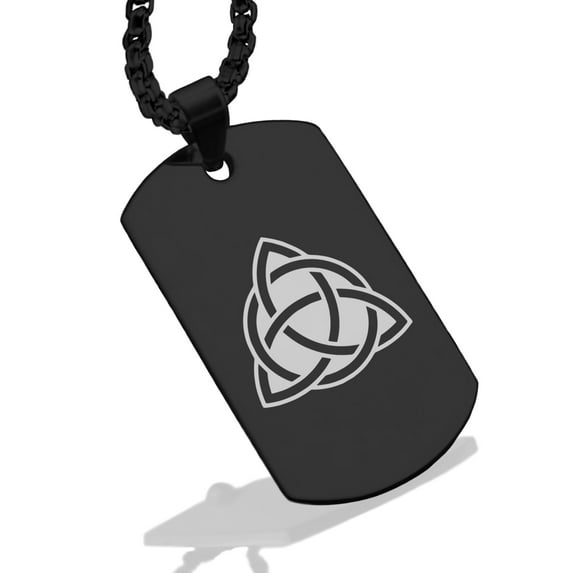 Stainless Steel Celtic Triquetra Trinity Knot Dog Tag Pendant Necklace