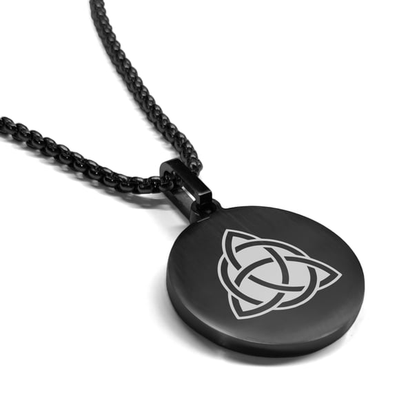 Stainless Steel Celtic Triquetra Trinity Knot Round Medallion Pendant Necklace