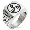 thumbnail image 1 of Stainless Steel Celtic Triskele Triskelion Geometric Pattern Biker Style Polished Ring, 1 of 1