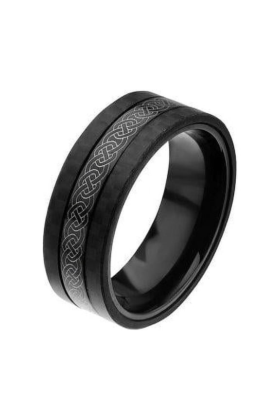 Stainless Steel Center Celtic Design with Solid Carbon Fiber Ring -8mm