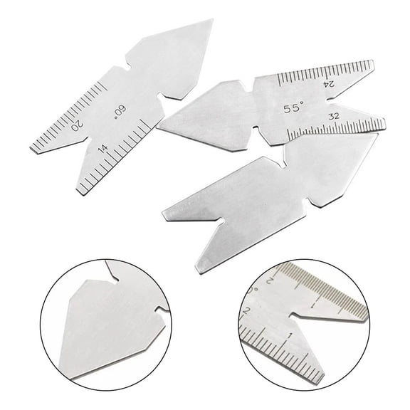Stainless Steel Center Gauge Set 3Pcs for 55 & 60 Thread Measurement, Metric & for AMERICAN Standard Screw Pitch Template Tool for Machinists and DIY Workshop