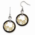 thumbnail image 1 of Stainless Steel Ceramic Polished Laser Cut Yellow Ip-plated Earrings - Measures 46x22.6mm Wide, 1 of 3