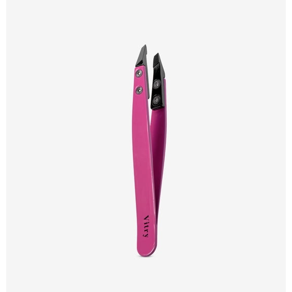 Stainless Steel Tweezer with Ceramic Slant Tip, Pink