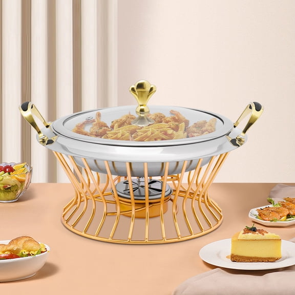 Stainless Steel Chafing Dish Buffet Catering Chafers and Buffet Warmers with Fuel Holder Gold Round
