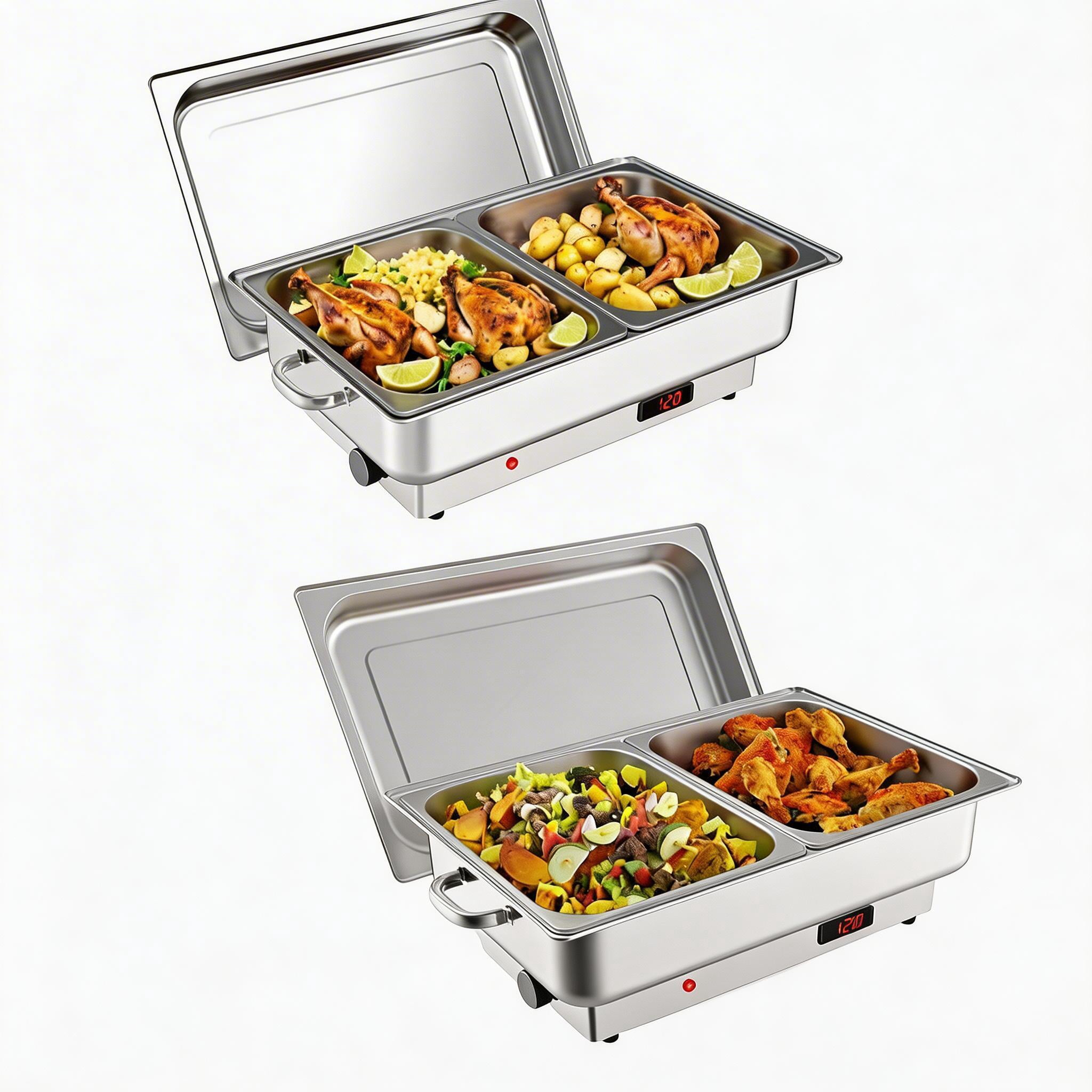 Stainless Steel Chafing Dish Buffet Set, Food Warmers with Serving Trays for Parties, Weddings, Catering, Dishwasher Safe Sections