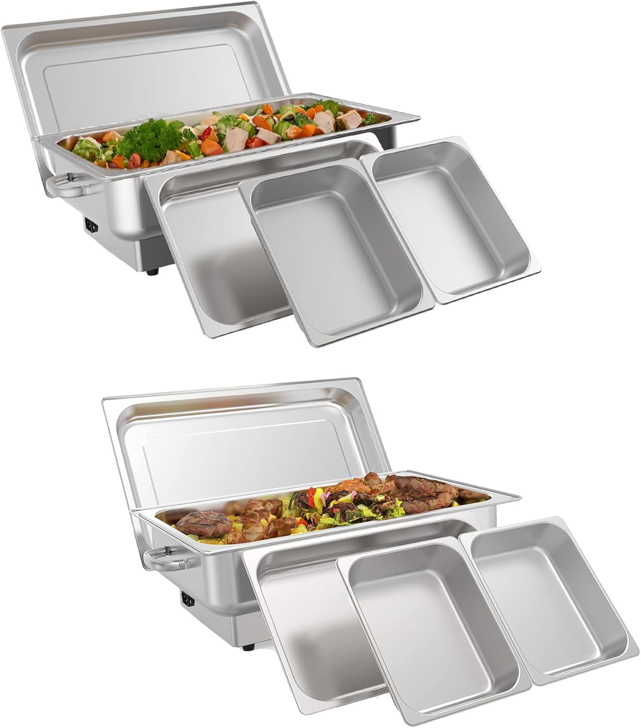 Stainless Steel Chafing Dish Buffet Set, Food Warmers with Serving Trays for Parties, Weddings, Catering, Dishwasher Safe Sections