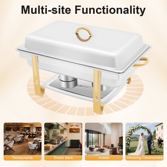 Stainless Steel Chafing Dish Buffet Set, Rectangular Food Warmer with 9L Capacity Portable Single Pan Server for Catering, Parties, Events & Holiday Gatherings