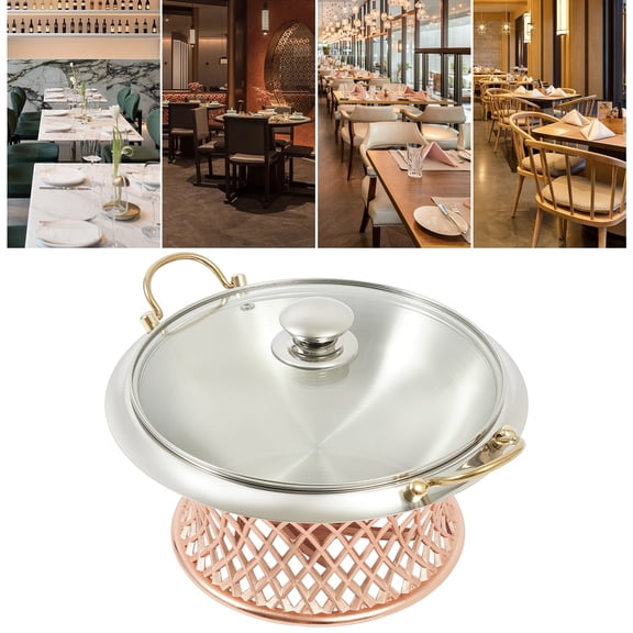 Stainless Steel Chafing Dish Buffet, Warmers Container with Support Frame, Lid, Handle and Fuel Holder for Parties Wedding Restaurant (Copper)