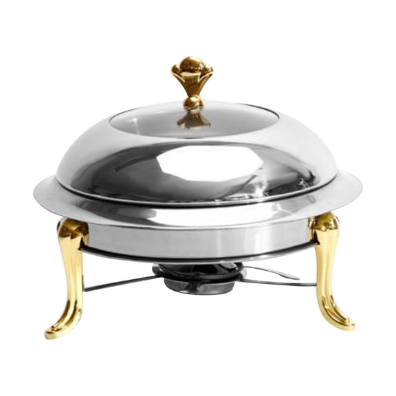 Stainless Steel Chafing Dish Food Warming Tray for Barbecue, Camping, Trips gold 18cm