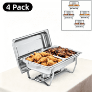 Stainless Steel Chafing Dish Set for Buffet Set of 4 - 2 Half Size Food Pans for Catering, Parties, Professional Kitchens