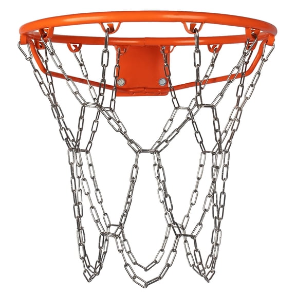 Stainless Steel Chain Basketball Net Replacement, 12 Loops, Fits Standard Hoops