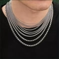 thumbnail image 1 of Stainless Steel Chain Necklace 16-36" Smooth Box Rope Silver 2/3/4/5/6/7Mm N69, 1 of 7