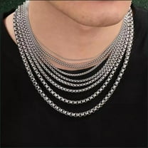 Stainless Steel Chain Necklace 16-36" Smooth Box Rope Silver 2/3/4/5/6/7Mm N69