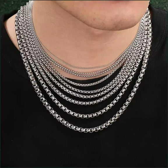 Stainless Steel Chain Necklace 16-36" Smooth Box Rope Silver 2/3/4/5/6/7Mm N69