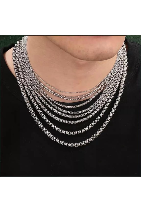 Stainless Steel Chain Necklace 16-36" Smooth Box Rope Silver 2/3/4/5/6/7Mm N69