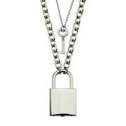 Stainless Steel Chain Necklace Lock Key Pendant Necklace Couple Padlock Necklace