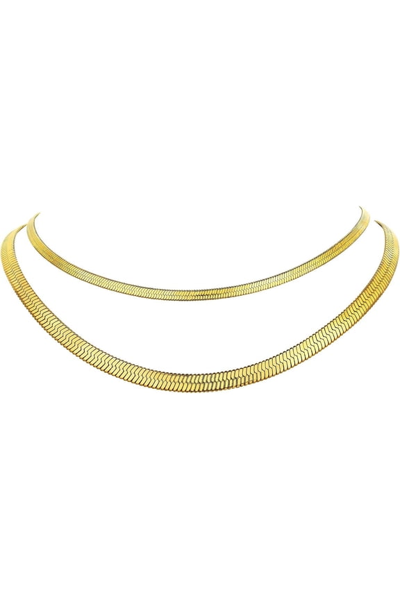 Stainless Steel Chain Necklace For Women, 3Mm/5Mm Snake Chain Herringbone Choker Necklaces, Gold/Silver/Rose Gold, 12/15/18 Inches (3.5 Inch Extenders)[Z3062]