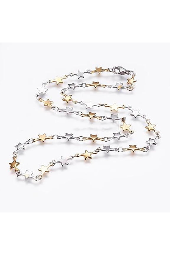 Stainless Steel Chain Necklaces Lobster Star Silver 17.7 Inches 45Cm Z646