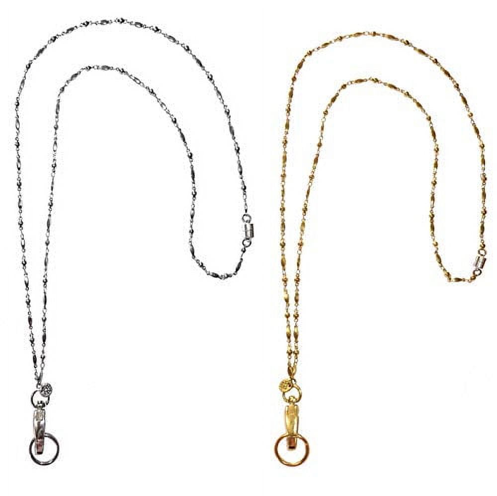Hidden Hollow Beads Stainless Steel Breakaway Chain Lanyard For ID Badge - Women's Jewelry Style, Made In USA - View #6
