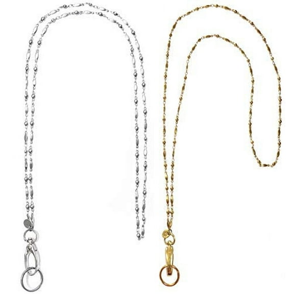 Stainless Steel Chain Women's Lanyard, Stronger, Badge Holder 34 inches, - Stainless Steel - Non Breakaway or Magnetic Breakaway