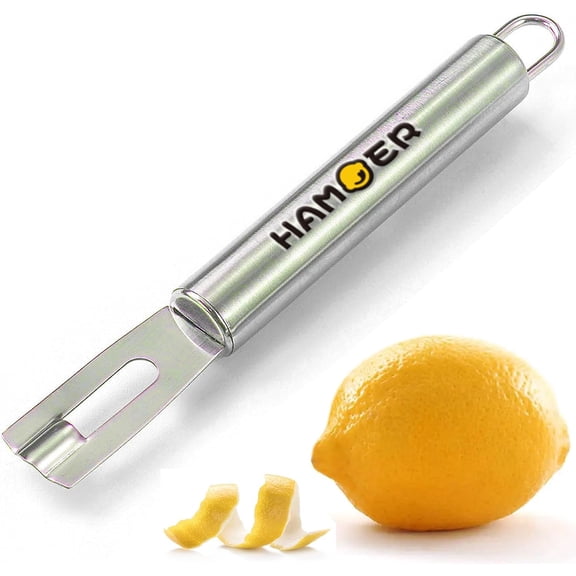 All Stainless Steel Channel Knife, Chef-level Citrus Garnish Tool, Cocktail Zester and Fruit Peeler, Used for Drinks, Kitchen, and Bar Culinary Presentation