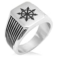 thumbnail image 1 of Stainless Steel Chaos Needle Stripe Pattern Biker Style Polished Ring, 1 of 1